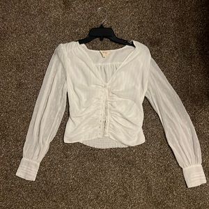 White RESET long-sleeve crop top